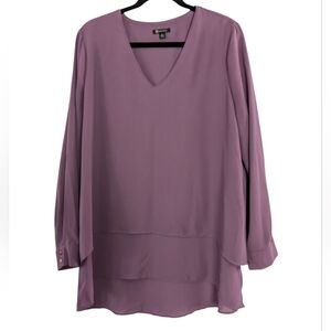 Versona Blouse Flowy Layered Eggplant Purple Women's Size Large Long Sleeve